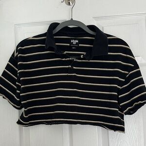 Cotton On Black and White Striped Crop Top